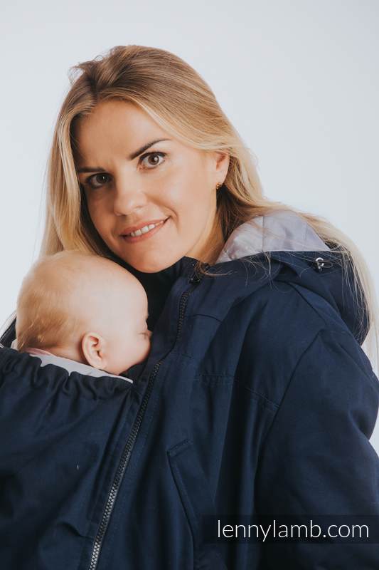Two-sided Babywearing Parka Coat - size S -  Navy Blue - Grey (grade B) #babywearing