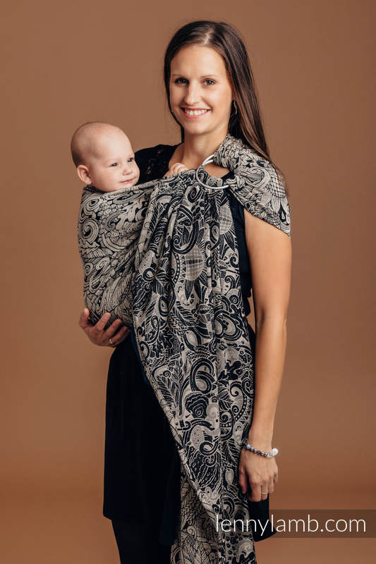 Sling, jacquard (96% coton, 4% fil métallisé) - avec épaule sans plis - HARVEST - standard 1.8m #babywearing