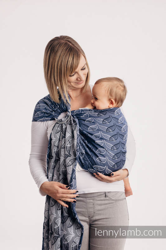 Żakardowa chusta kółkowa do noszenia dzieci, (100% bawełna), ramię bez zakładek - SKRZYDŁA ANIOŁA - long 2.1m #babywearing