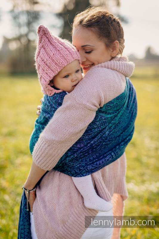 Baby Wrap, Jacquard Weave (100% cotton) - PEACOCK’S TAIL - PROVANCE  - size XS #babywearing