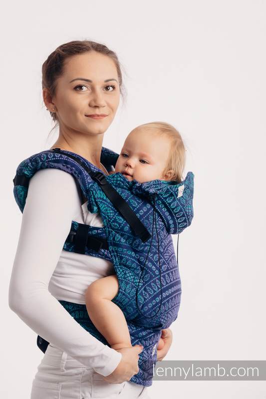 Nosidełko Ergonomiczne z tkaniny żakardowej 100% bawełna , Baby Size, PAWI OGON - PROWANSJA - Druga Generacja #babywearing