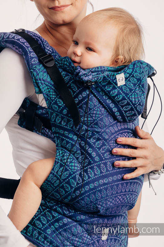 Ergonomic Carrier, Baby Size, jacquard weave 100% cotton - PEACOCK’S TAIL - PROVANCE - Second Generation #babywearing