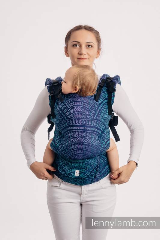 Mochila LennyUp, talla estándar, tejido jaquard 100% algodón - conversión de fular PEACOCK’S TAIL - PROVANCE  #babywearing