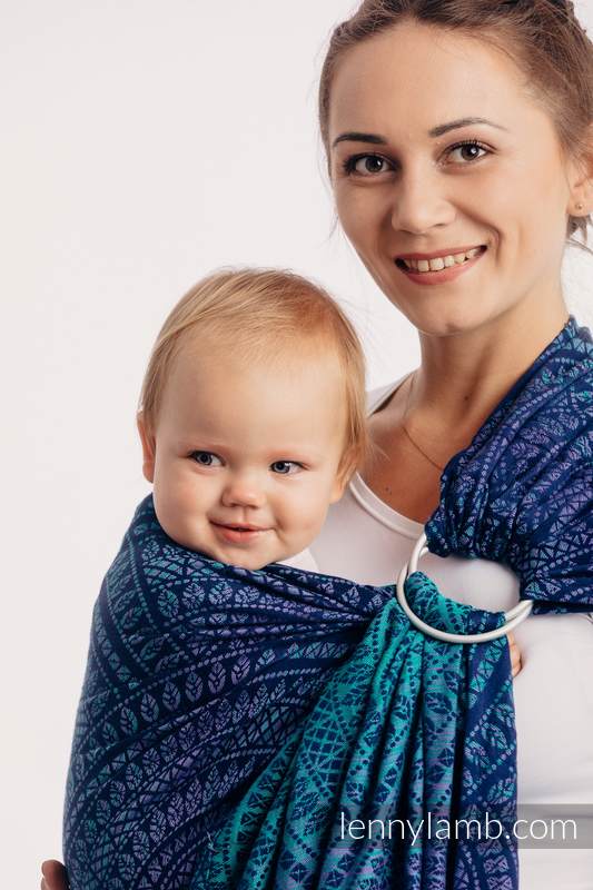 Żakardowa chusta kółkowa do noszenia dzieci, bawełna, ramię bez zakładek - PAWI OGON - PROWANSJA - long 2.1m #babywearing