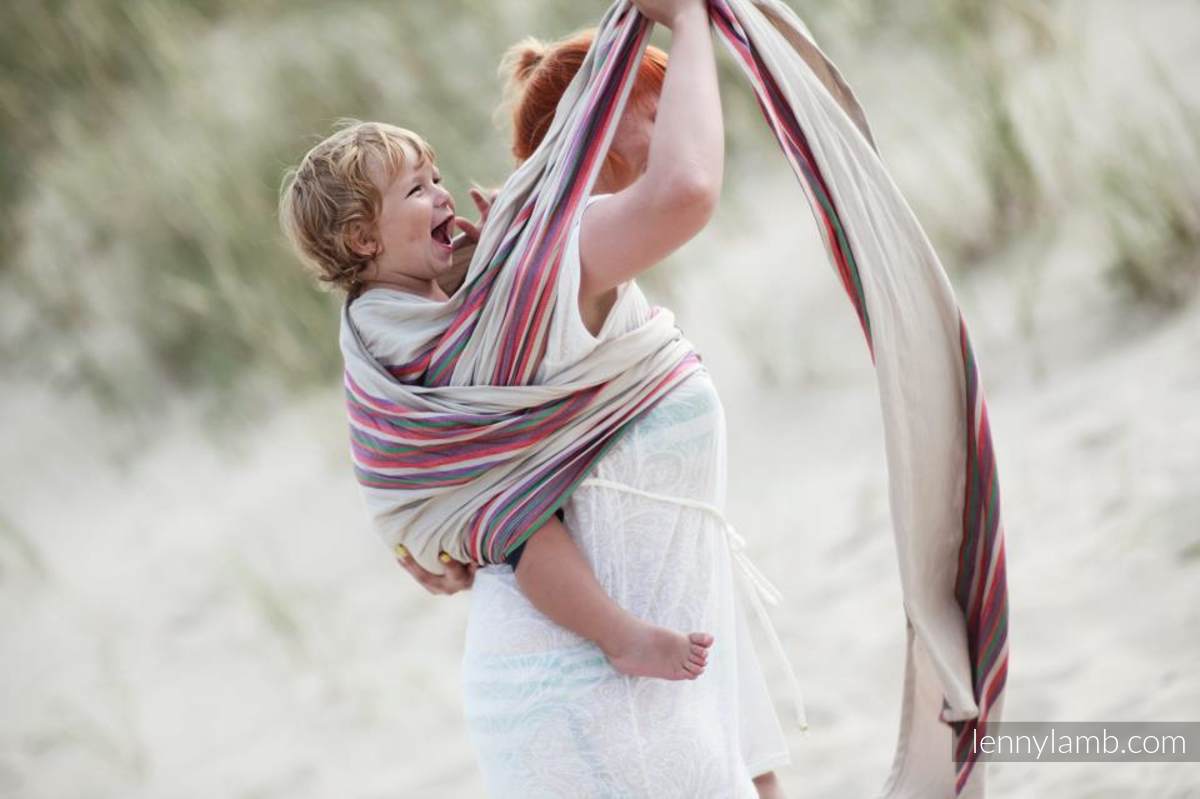 Chusta do noszenia dzieci, tkana splotem skośno-krzyżowym (100% bawełna) - PIASKOWA DOLINA - rozmiar L #babywearing