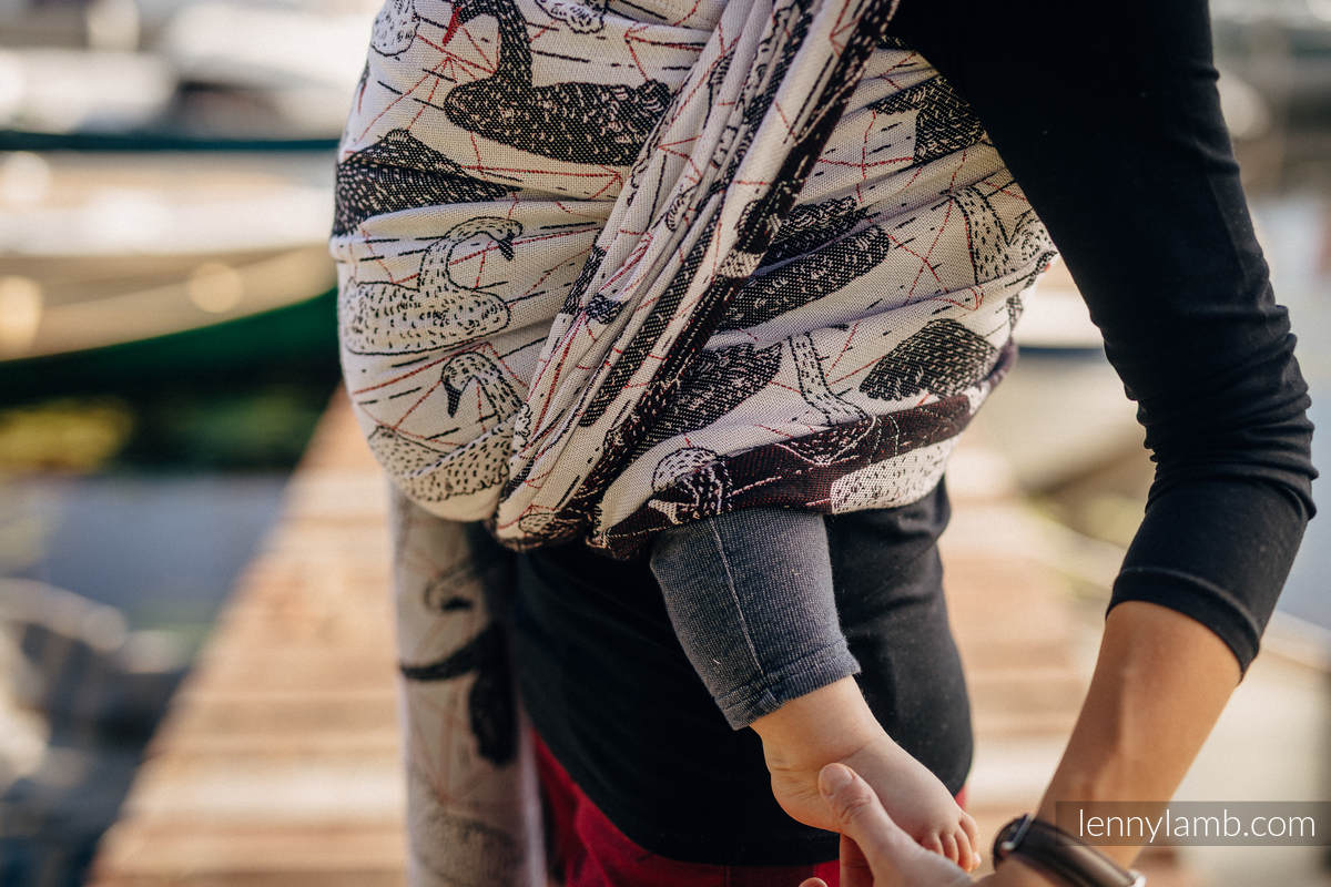 Żakardowa chusta do noszenia dzieci, 100% bawełna - DZIKIE ŁABĘDZIE - rozmiar L #babywearing