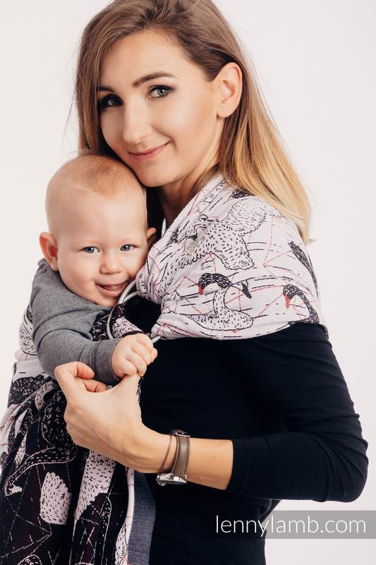 Żakardowa chusta kółkowa do noszenia dzieci, 100% bawełna - DZIKIE ŁABĘDZIE - long 2.1m #babywearing