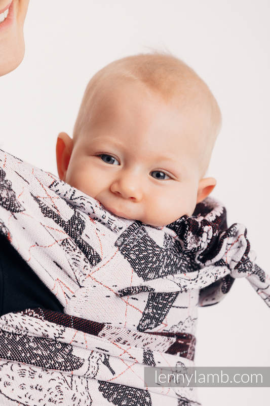 WRAP-TAI Tragehilfe Mini mit Kapuze/ Jacquardwebung / 100% Baumwolle / WILD SWANS #babywearing