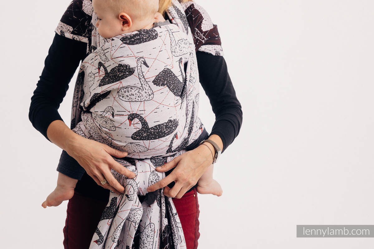 Baby Wrap, Jacquard Weave (100% cotton) - WILD SWANS - size S #babywearing