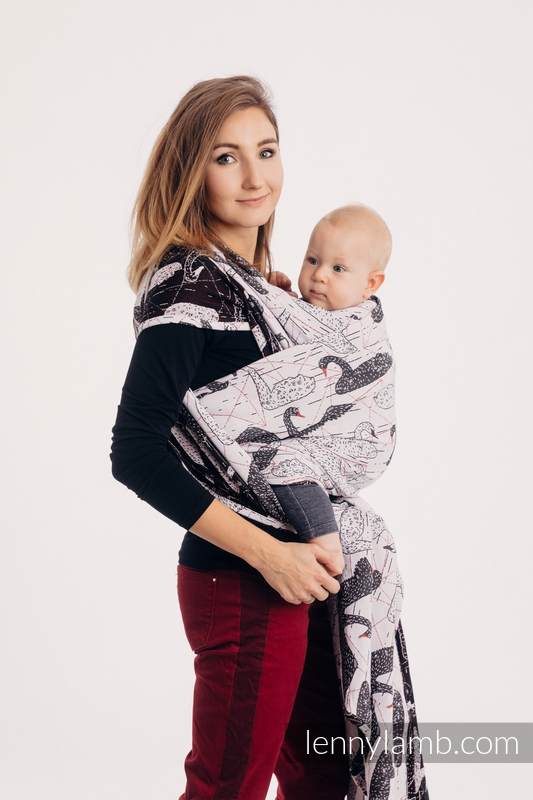 Baby Wrap, Jacquard Weave (100% cotton) - WILD SWANS - size XL #babywearing