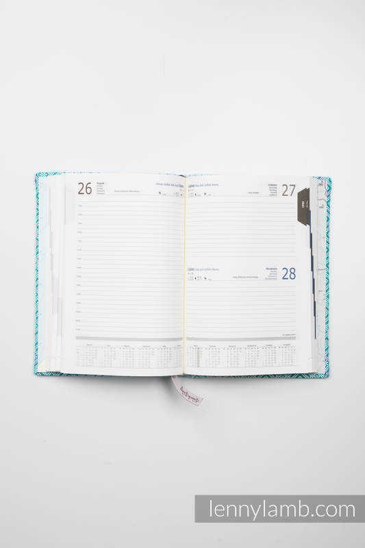 Kalendarz na rok 2019 z okładką z tkaniny chustowej - rozmiar A5 - BIG LOVE MROŻONA MIĘTA #babywearing