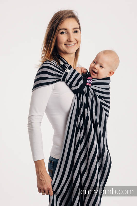 Ringsling, Broken twill Weave (100% cotton), with gathered shoulder - LIGHT AND SHADOW  - standard 1.8m #babywearing