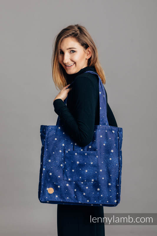 Shoulder bag made of wrap fabric (96% cotton, 4% metallised yarn) - TWINKLING STARS - standard size 37cmx37cm #babywearing