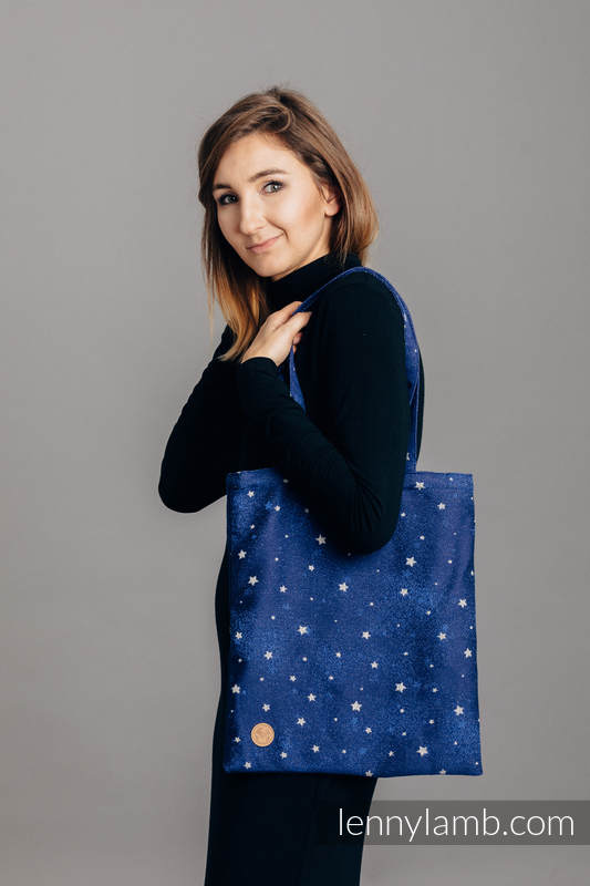Einkaufstasche, hergestellt aus gewebtem Stoff (96 % Baumwolle, 4% metallisiertes Garn) - TWINKLING STARS #babywearing