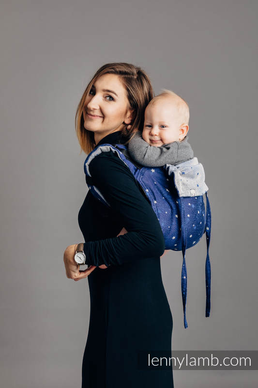 Lenny Buckle Onbuhimo baby carrier, toddler size, jacquard weave (96% cotton, 4% metallised yarn) - TWINKLING STARS #babywearing