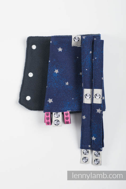 Drool Pads & Reach Straps Set, (Outer fabric - 96% cotton, 4% metallised yarn; Lining - 100% polyester) - TWINKLING STARS #babywearing