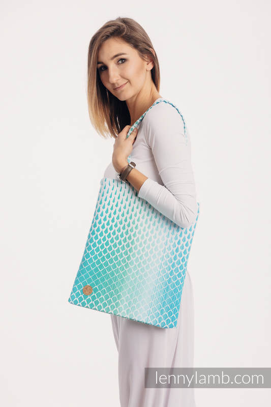 Einkaufstasche, hergestellt aus gewebtem Stoff (100% Baumwolle) - ICICLES - ICE MINT (grad B) #babywearing