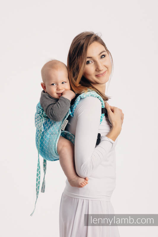 Nosidło Klamrowe ONBUHIMO z tkaniny żakardowej (100% bawełna), rozmiar Standard - SOPLE LODU - MROŻONA MIĘTA #babywearing