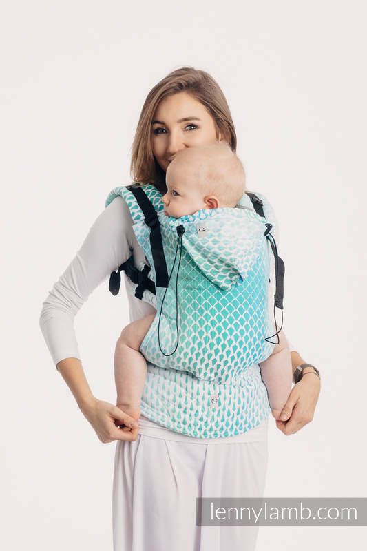 Ergonomic Carrier, Baby Size, jacquard weave 100% cotton - ICICLES - ICE MINT - Second Generation #babywearing