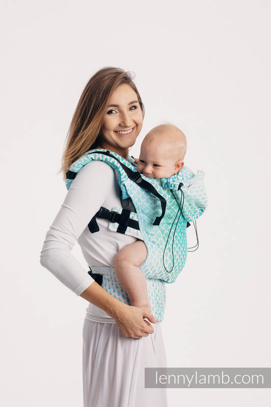 Ergonomische Tragehilfe, Größe Baby, Jacquardwebung, 100% Baumwolle - ICICLES - ICE MINT - Zweite Generation #babywearing