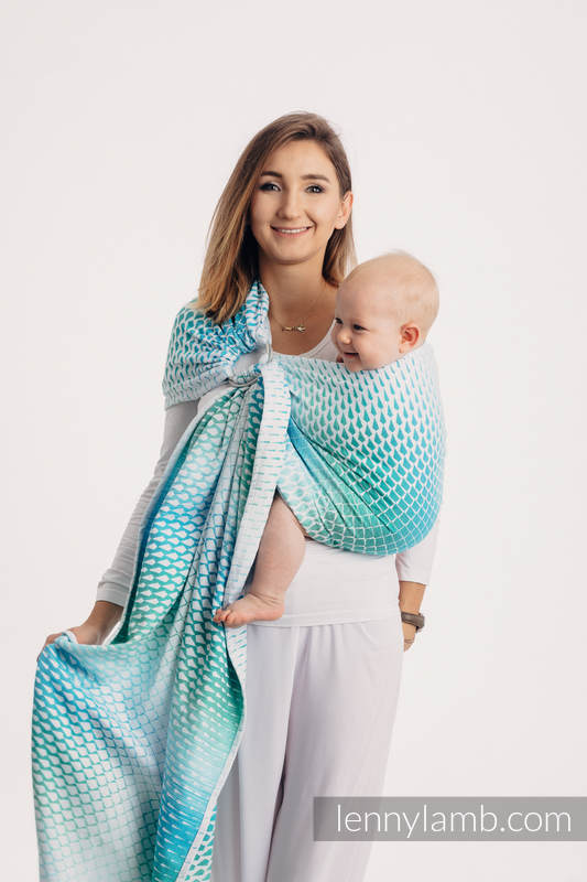 Żakardowa chusta kółkowa do noszenia dzieci, bawełna - SOPLE LODU - MROŻONA MIĘTA - long 2.1m #babywearing