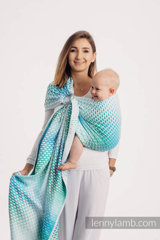 Bandolera de anillas, tejido Jacquard (100% algodón) - ICICLES - ICE MINT - standard 1.8m #babywearing