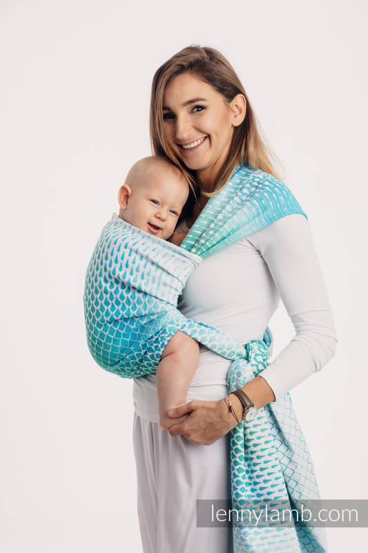 Żakardowa chusta do noszenia dzieci, bawełna - SOPLE LODU - MROŻONA MIĘTA  - rozmiar XL #babywearing