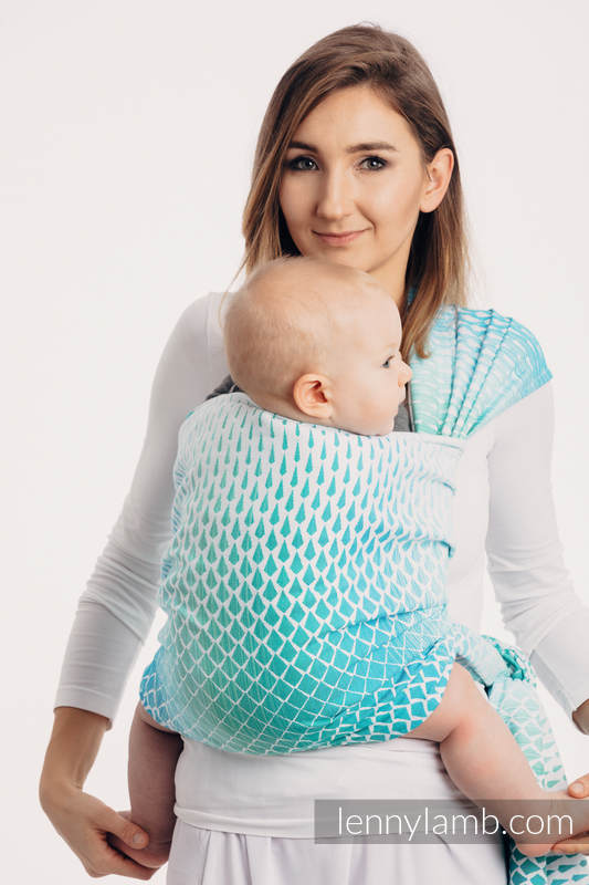 Żakardowa chusta do noszenia dzieci, bawełna - SOPLE LODU - MROŻONA MIĘTA  - rozmiar M #babywearing