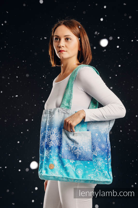 Shoulder bag made of wrap fabric (96% cotton, 4% metallised yarn) - SNOW QUEEN - MAGIC LAKE - standard size 37cmx37cm #babywearing