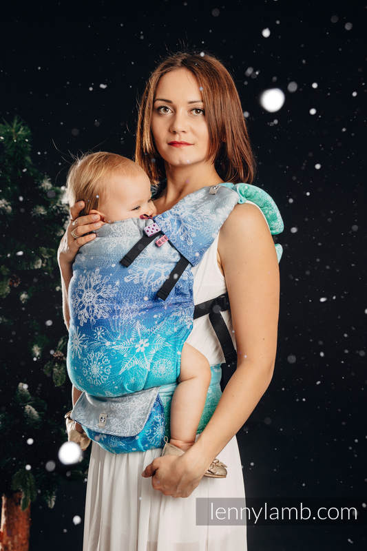Porte-bébé LennyUp, taille standard, jacquard 96% coton, 4% fil métallisé, SNOW QUEEN - MAGIC LAKE #babywearing