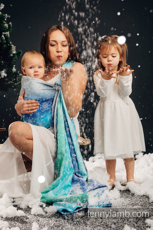 Baby Wrap, Jacquard Weave (96% cotton, 4% metallised yarn) - SNOW QUEEN - MAGIC LAKE - size L #babywearing