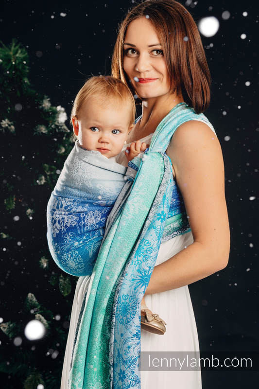 Baby Wrap, Jacquard Weave (96% cotton, 4% metallised yarn) - SNOW QUEEN - MAGIC LAKE - size S #babywearing