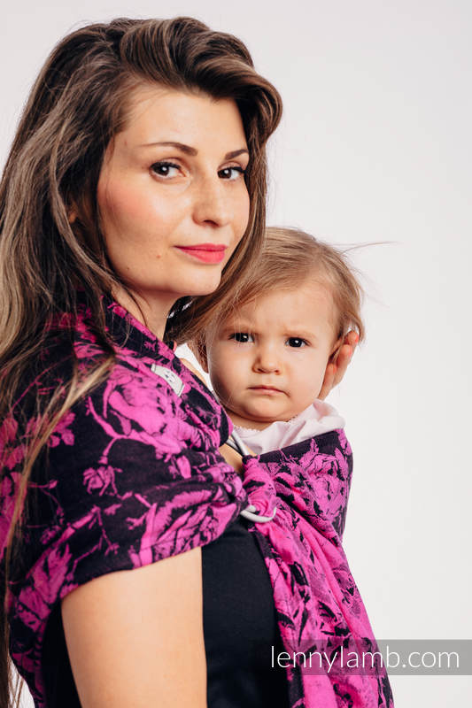 Żakardowa chusta kółkowa do noszenia dzieci, (100% bawełna) -  RETRO 'N' ROSES - long 2.1m #babywearing