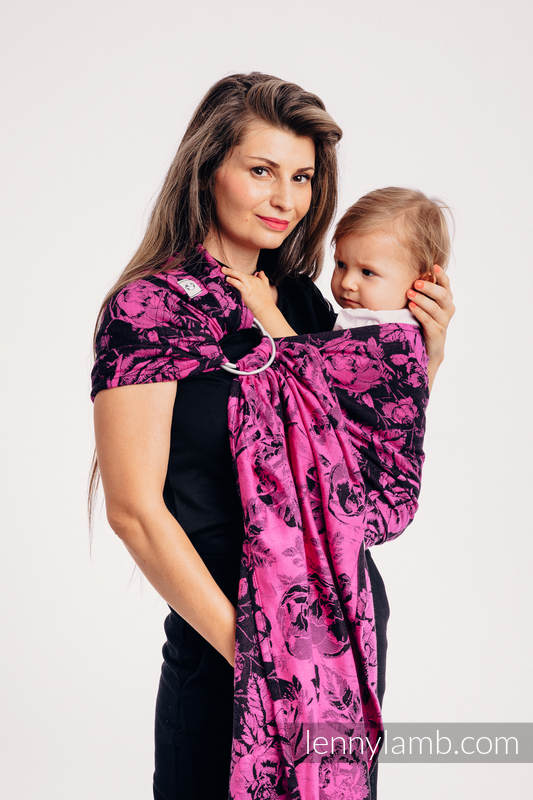 Żakardowa chusta kółkowa do noszenia dzieci, (100% bawełna) -  RETRO 'N' ROSES - long 2.1m #babywearing