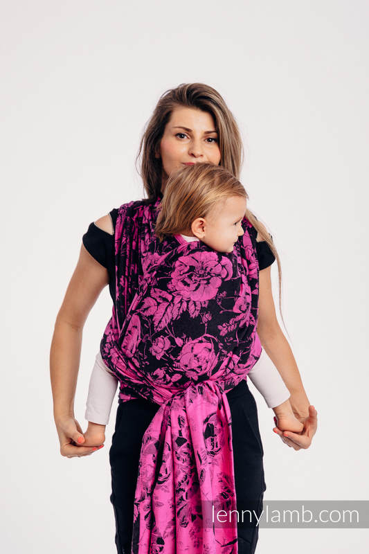 Żakardowa chusta do noszenia dzieci, 100% bawełna - RETRO 'N' ROSES - rozmiar XS #babywearing