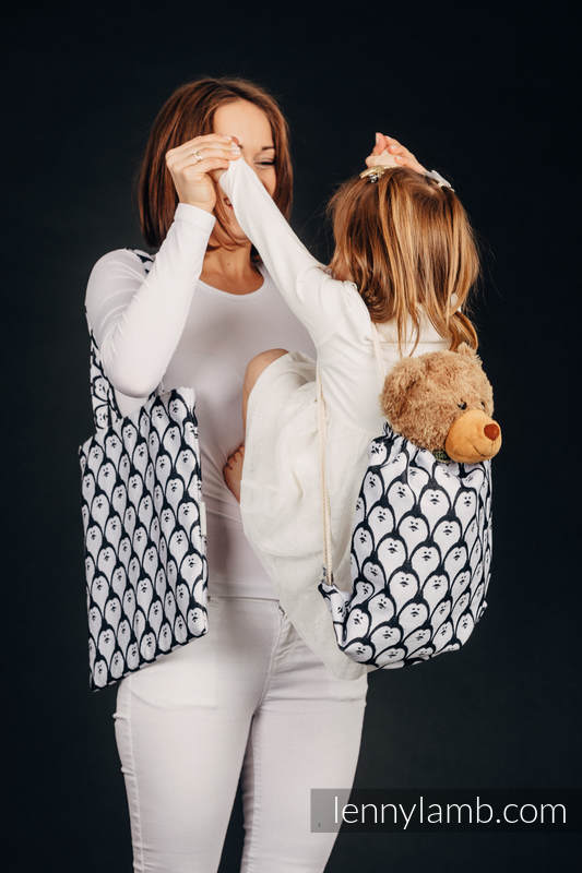 Sackpack made of wrap fabric (100% cotton) - DOMINICAN PENGUIN - standard size 32cm x 43cm #babywearing