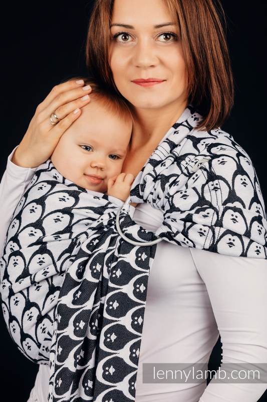 Ringsling, Jacquard Weave (100% cotton) - with gathered shoulder - DOMINICAN PENGUIN - long 2.1m #babywearing