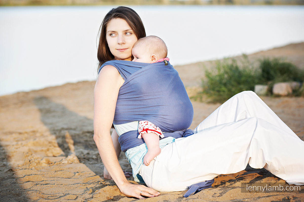 Chusta do noszenia dzieci, elastyczna - Lapis Lazuli - rozmiar standardowy 5.0 m #babywearing