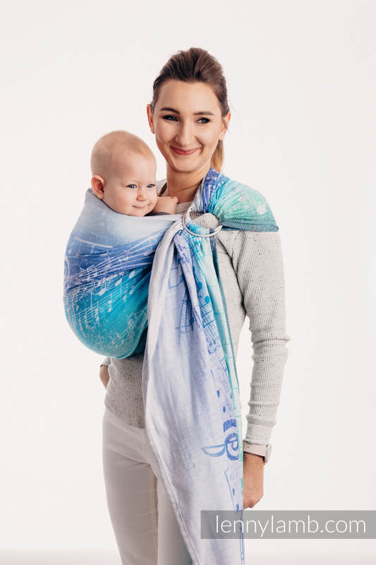 Ringsling, Jacquard Weave (100% cotton) - with gathered shoulder - SYMPHONY AURORA - long 2.1m #babywearing