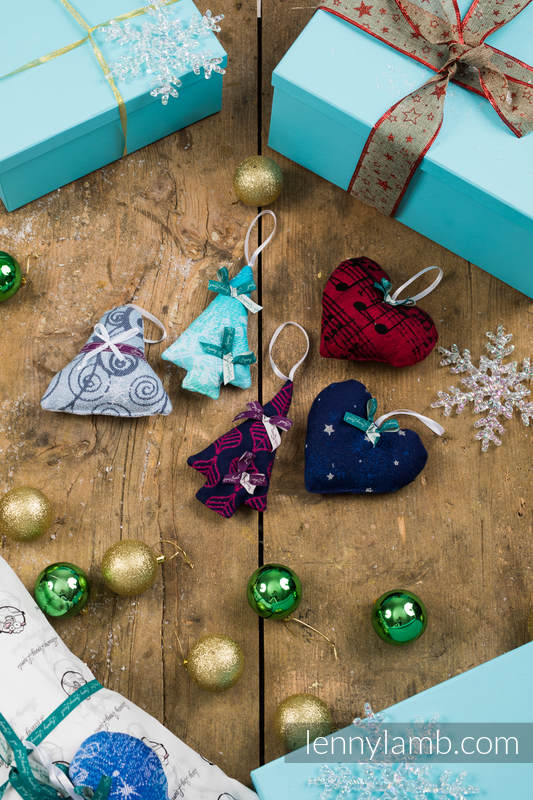 Christmas Gift Set for a Friend - Pleasure (LennyScarf - 46% cotton,26 % merino wool, 5 % cashmere, 23 % bamboo viscose, Waist Bag 100% cotton, Christamas Ornament - 100% cotton) #babywearing