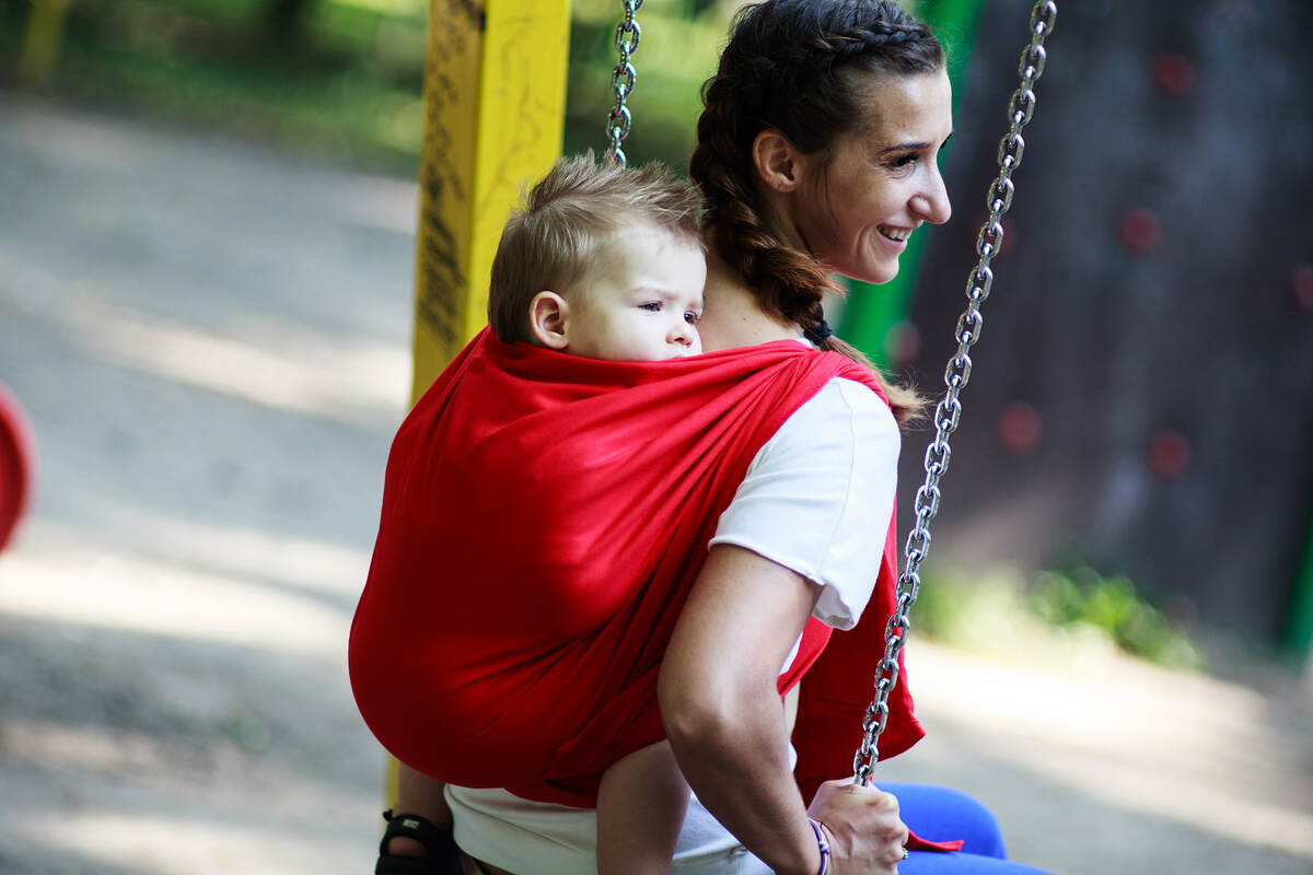 Chusta do noszenia dzieci, tkana splotem skośno-krzyżowym - Maki - rozmiar M #babywearing