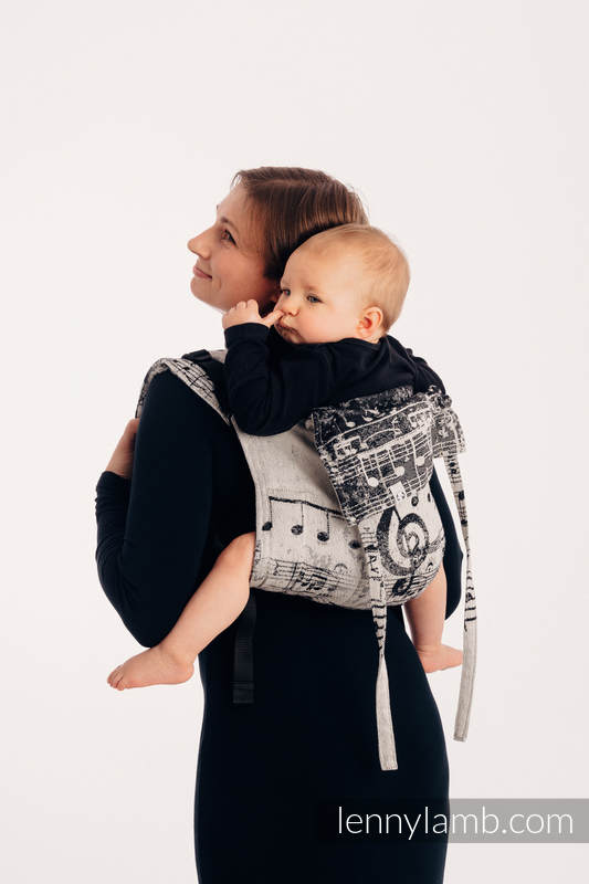 Nosidło Klamrowe ONBUHIMO z tkaniny żakardowej (96% bawełna, 4% przędza metalizowana), rozmiar Standard - SYMFONIA LŚNIĄCY PYŁ #babywearing