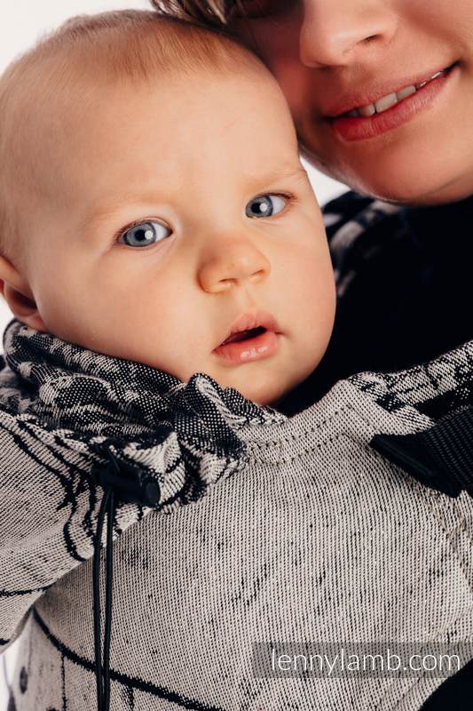 Nosidełko Ergonomiczne z tkaniny żakardowej (96% bawełna, 4% przędza metalizowana), Baby Size, SYMFONIA LŚNIĄCY PYŁ - Druga Generacja #babywearing