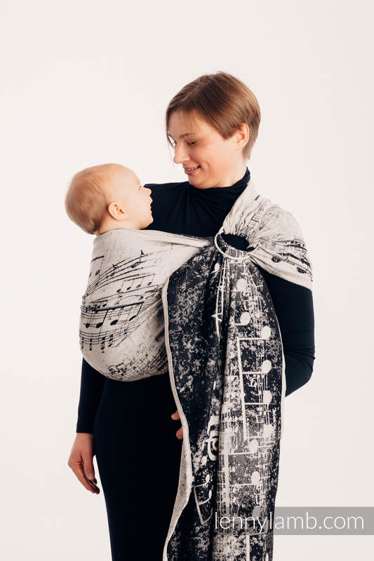 Ringsling, Jacquard Weave (96% cotton, 4% metallised yarn) - with gathered shoulder - SYMPHONY GLOWING DUST - long 2.1m #babywearing