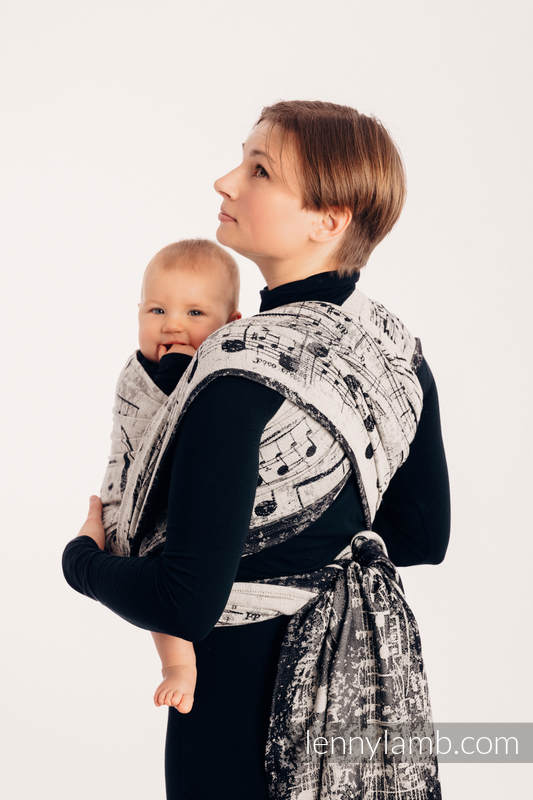 Żakardowa chusta do noszenia dzieci, (96% bawełna, 4% przędza metalizowana)  - SYMFONIA LŚNIĄCY PYŁ  - rozmiar S #babywearing