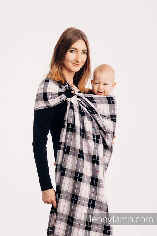 Chusta kółkowa do noszenia dzieci, tkana splotem skośnym - 100% bawełna - KRATA ARKADIA - long 2.1m #babywearing