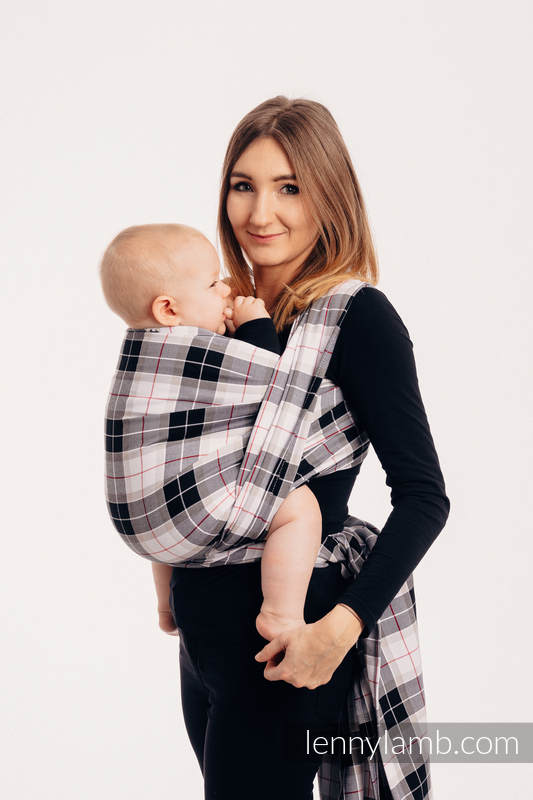 Chusta do noszenia dzieci, tkana splotem skośnym (100% bawełna) - KRATA ARKADIA - rozmiar XS (drugi gatunek) #babywearing