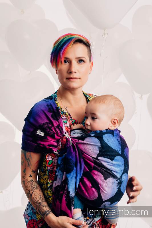 Żakardowa chusta kółkowa do noszenia dzieci, bawełna - LOVKA PINKY VIOLET - long 2.1m #babywearing