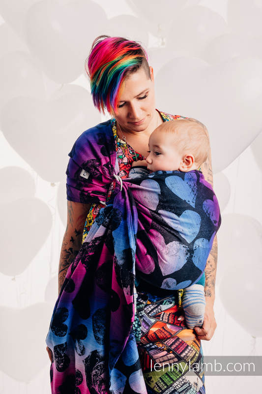 Żakardowa chusta kółkowa do noszenia dzieci, bawełna - LOVKA PINKY VIOLET - long 2.1m #babywearing