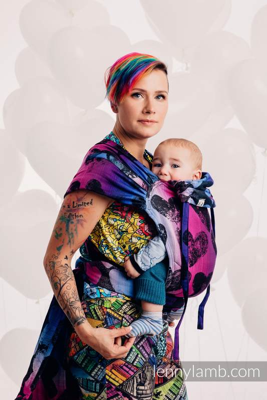 WRAP-TAI portabebé Toddler con capucha/ jacquard sarga/100% algodón - LOVKA PINKY VIOLET #babywearing